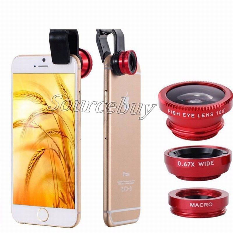 Universal 3-in-1 Wide Angle Macro Fisheye Lens Kit with Clip 0.67x Wide Mobile Phone Fish Eye Camera Lens for iPhone Samsung Huawei