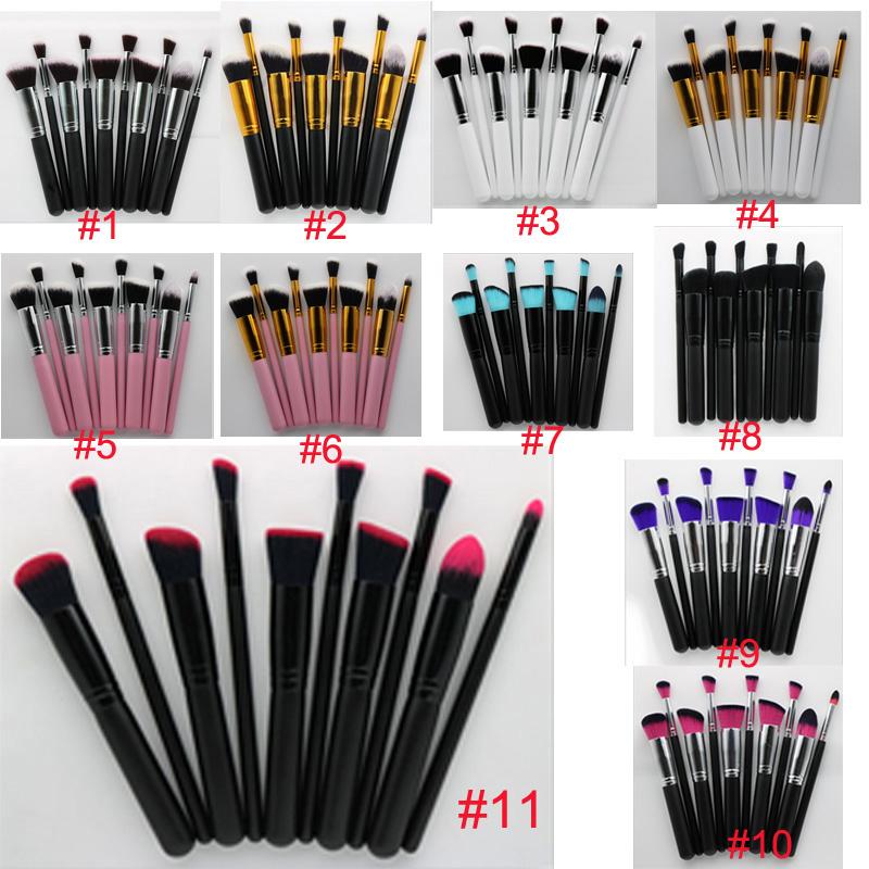 10pcs/set Kabuki Makeup Brushes Professional Cosmetic Makeup Brush Kit Nylon Hair Wood Handle Eyeshadow Brush Foundation Makeup 0605028