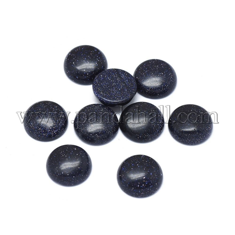 Synthetic Blue Goldstone Cabochons, Half Round, 12x4~4.5mm