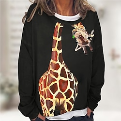 Inspired by Animal Giraffe Sweatshirt Crewneck Pullover Anime Classic Street Style Hoodie For Women's Adults' 3D Print 100% Polyester Casual Daily miniinthebox