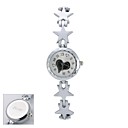 De las mujeres personalizadas del regalo esfera blanca Silver-tone Estrellas Style Pulsera  Patrón de Amor Analógico grabado reloj