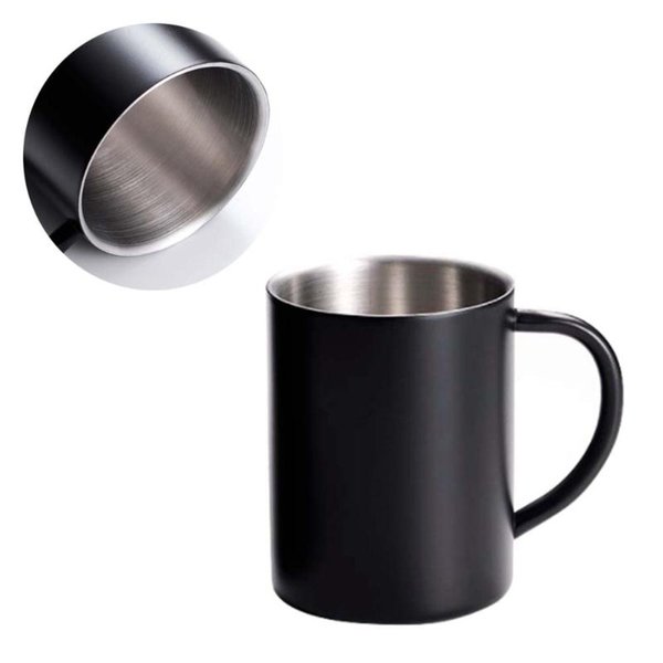 Mugs 1pc Stainless Steel Mug Spray Lacquer Hollow Insulated Black Office Tea Cup (Medium Size Without Lid)