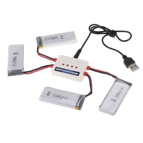 4pcs 3.7V 900mAh Li-po Battery with 4 in 1 Battery Charger for 8807W Wifi FPV Drone Quadcopter