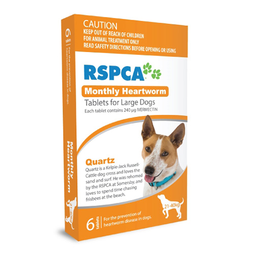 Rspca Monthly Heartworm Tablets For Large Dogs 45-88lb (Orange) 12 Tablet