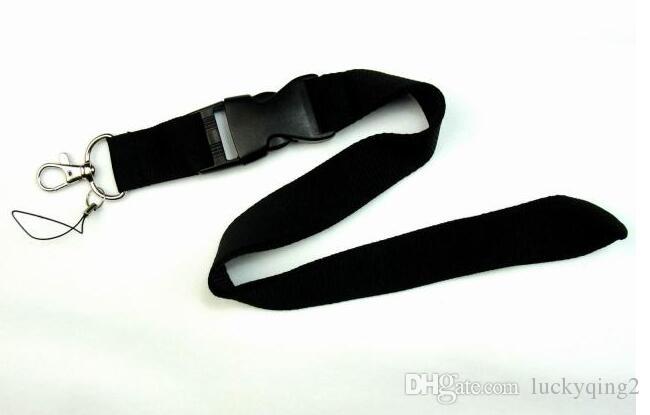 FREE SHIPPING Hot 10pcs/lot Black Solid color Lanyard for MP3/4 cell phone key chain lanyards wholesale