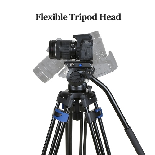 Monopied professionnel pour appareil photo reflex numérique avec une platine à dégagement rapide à rotule panoramique 360 ° télescopage en 3 sections pour Nikon Sony Hauteur 72 pouces max. Charge 25kg