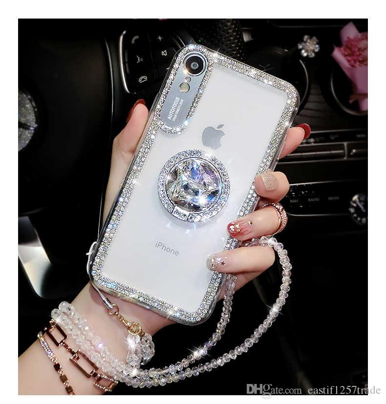 Bling Glitter Rhinestone phone Case For samsung s8 s9 s8plus s9plus note8 note9 Shockproof Airbag Cover Diamond Phone Holder Stand Bracket