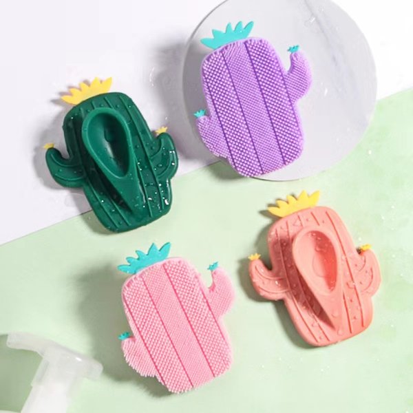 2022 New Popular Kids Body Cleaning Bath Brush Eco Material Cactus Shaped Brush Scrubber