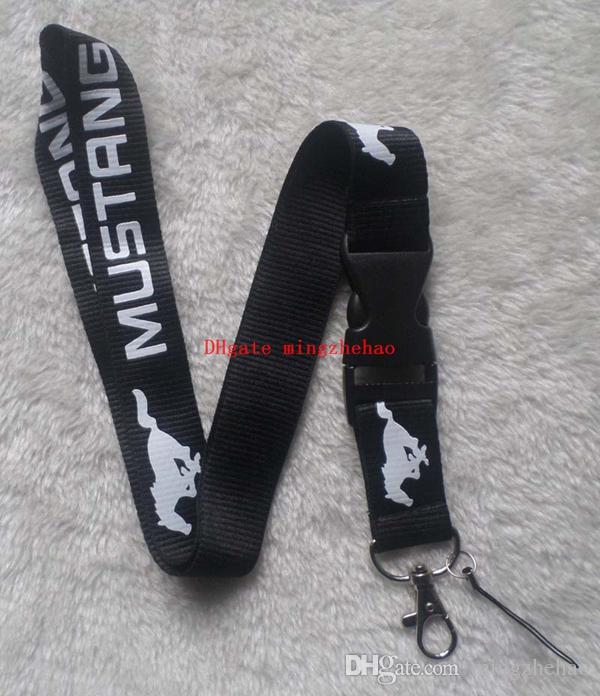 Hot Lot 30 Pcs MUSTANG Lanyard Keychain Key Chain ID Badge cell phone holder Neck Strap black
