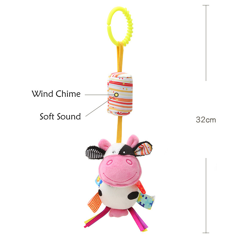 Baby Hanging Rattle Toys Soft Activity Crib Stroller Toys Animal Shape for Toddlers Baby Girls Baby Boys Height 12.48 inch around