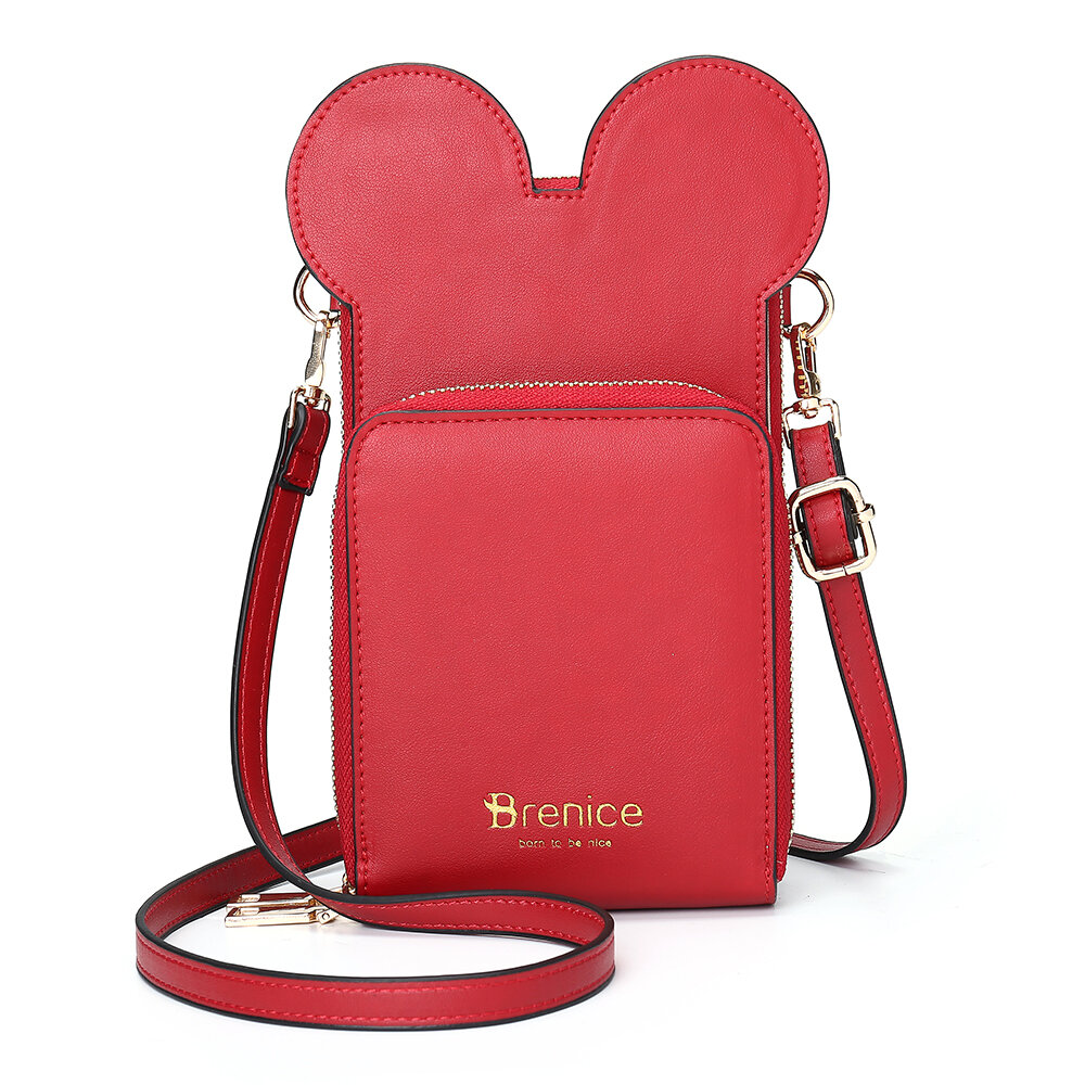 Brenice Women Cute Animal Phone Bag Solid Crossbody Bag