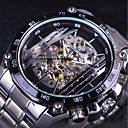 Men's Skeleton Watch Mechanical Watch Quartz Stainless Steel Black / White Hollow Engraving Large Dial Analog Casual Fashion - White Black