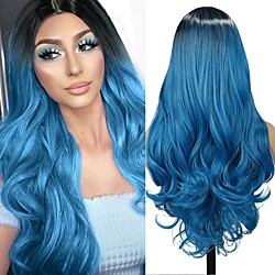 Synthetic Wig Afro Curly Deep Wave Middle Part Wig Medium Length A10 A11 A12 A13 A14 Synthetic Hair Women's Cosplay Party Fashion Black Blue Lightinthebox