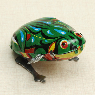 Funny Wind Up Jumping Frog Toy Clockwork Spring Tin Toy With Key