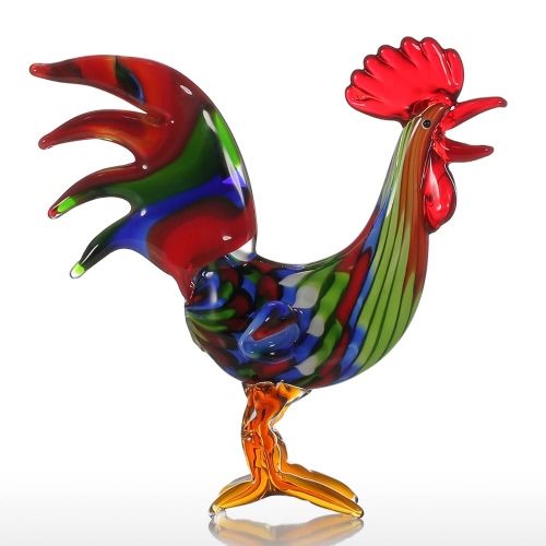 Tooarts colorida escultura Gallo de cristal Decoración Animal del ornamento del arte del regalo de la decoración