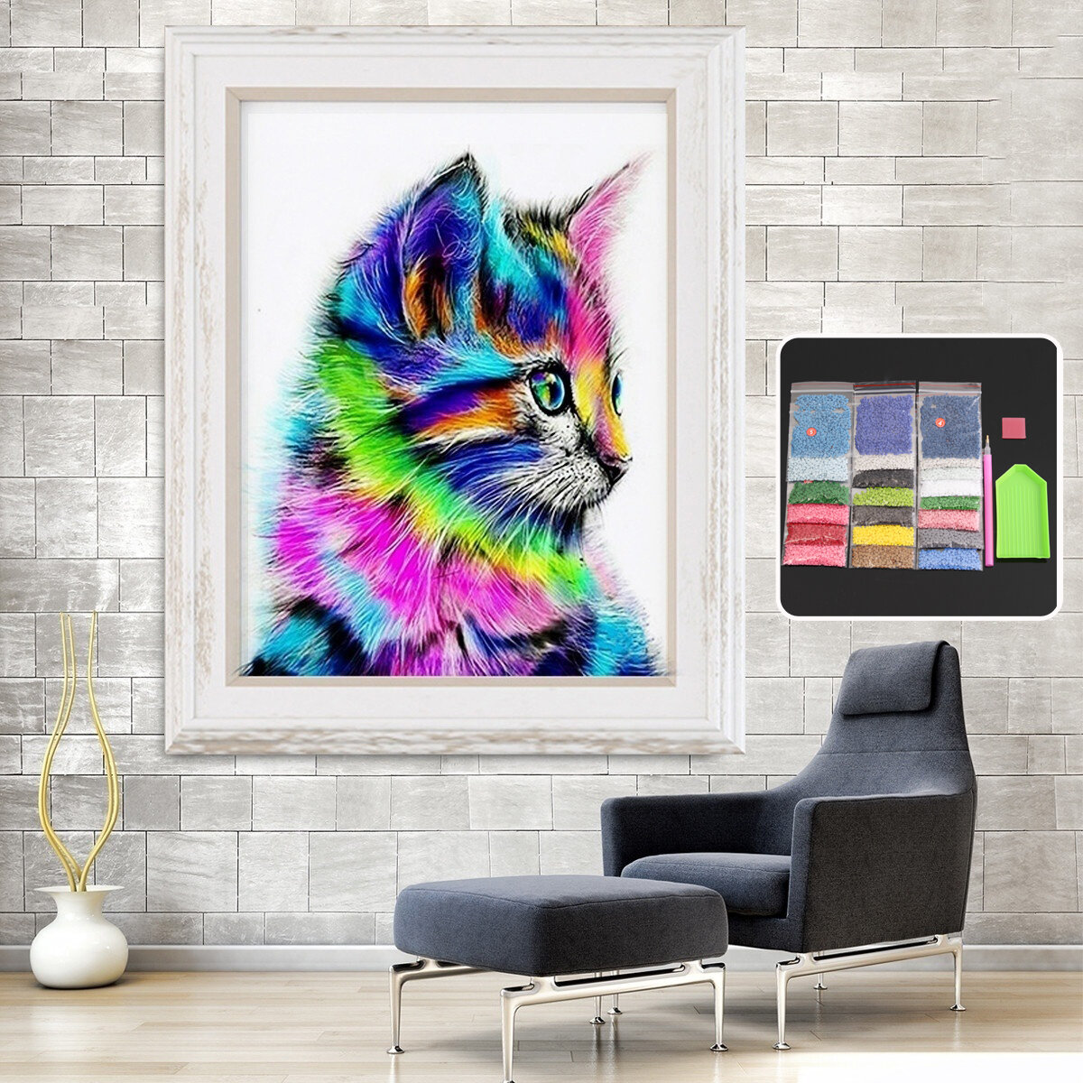 Colorful Cat Full Drill DIY 5D Diamond Embroidery Painting Craft Home Decorations