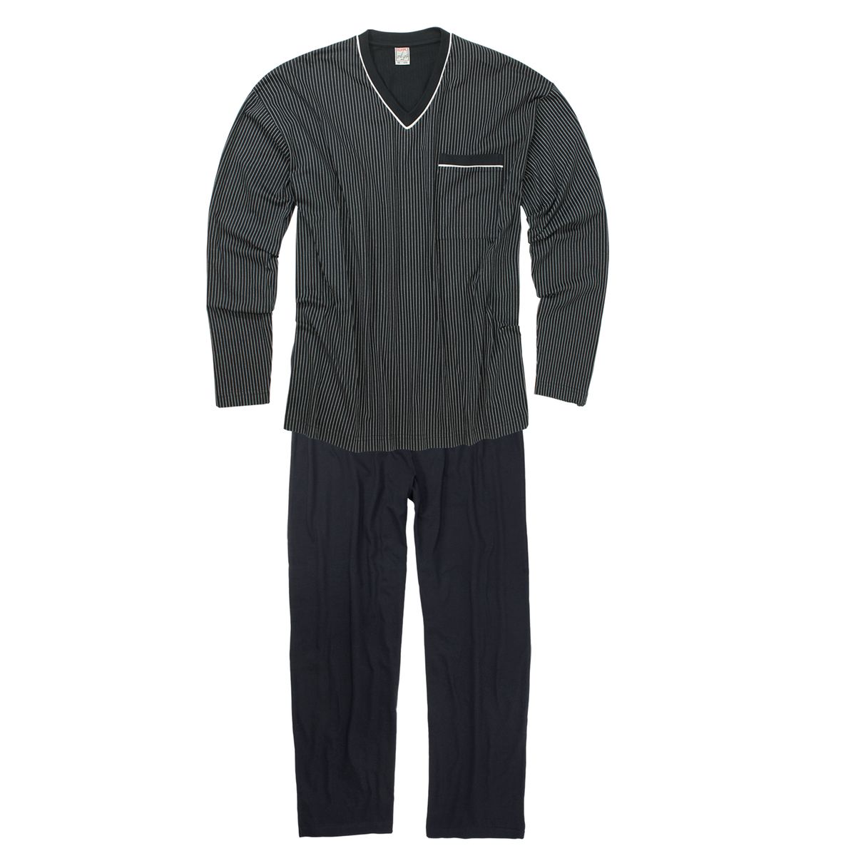 Adamo Pyjama dunkelblau-weiß gestreift große Größen