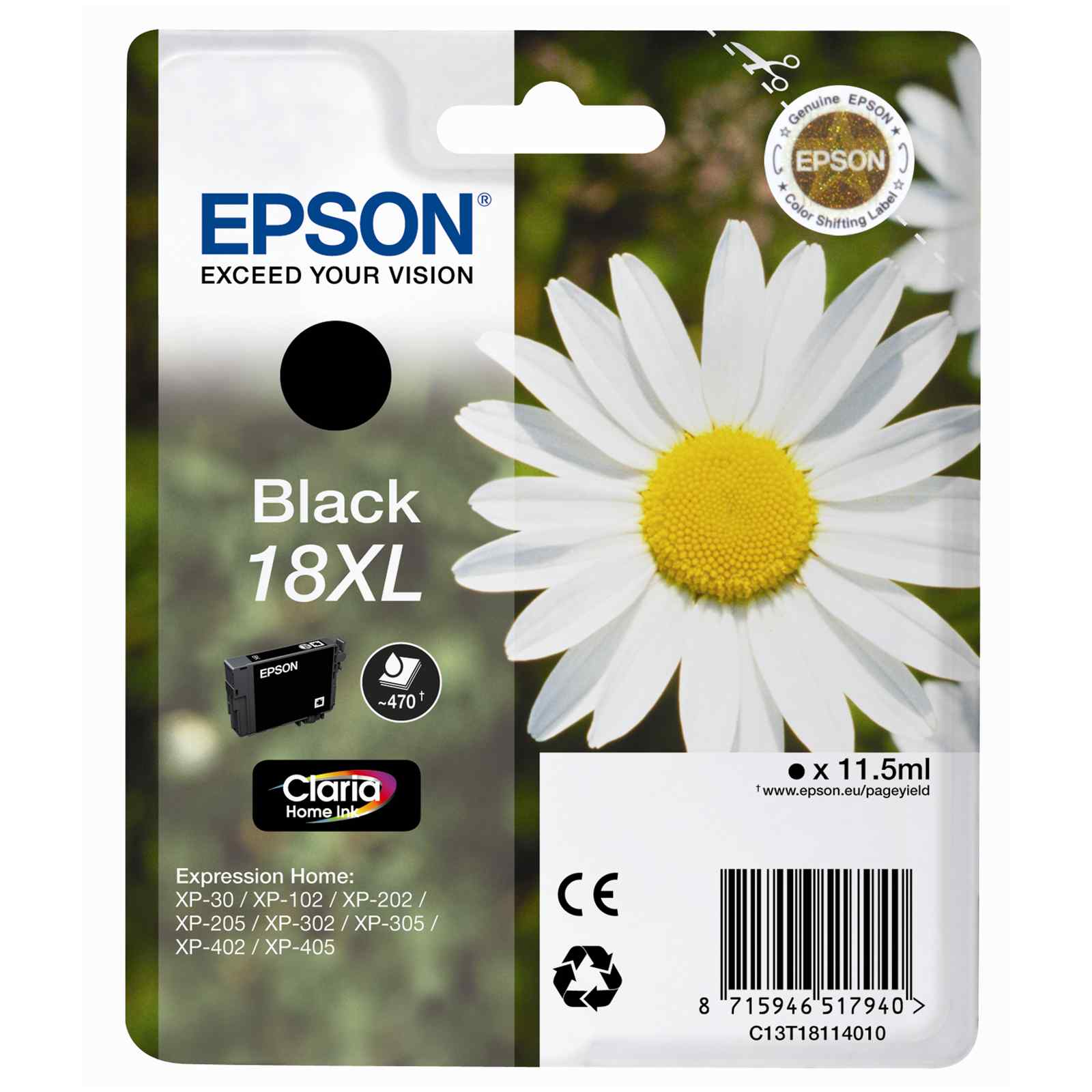 Epson Original 18XL T1811 Daisy Ink Cartridge 11.5ml Black