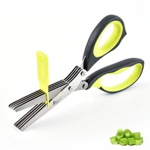 Creative 5 layers Stainless Steel Kitchen Scissors Five Green Onion Cut Multifunction Knife Kitchen Accessories
