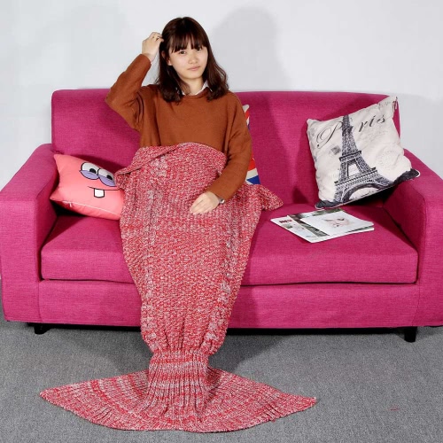 Popular Mermaid Tail Hand-woven Knitting Wool Blanket Winter Air Conditioning Blankets Siesta Rug for Children and Lady