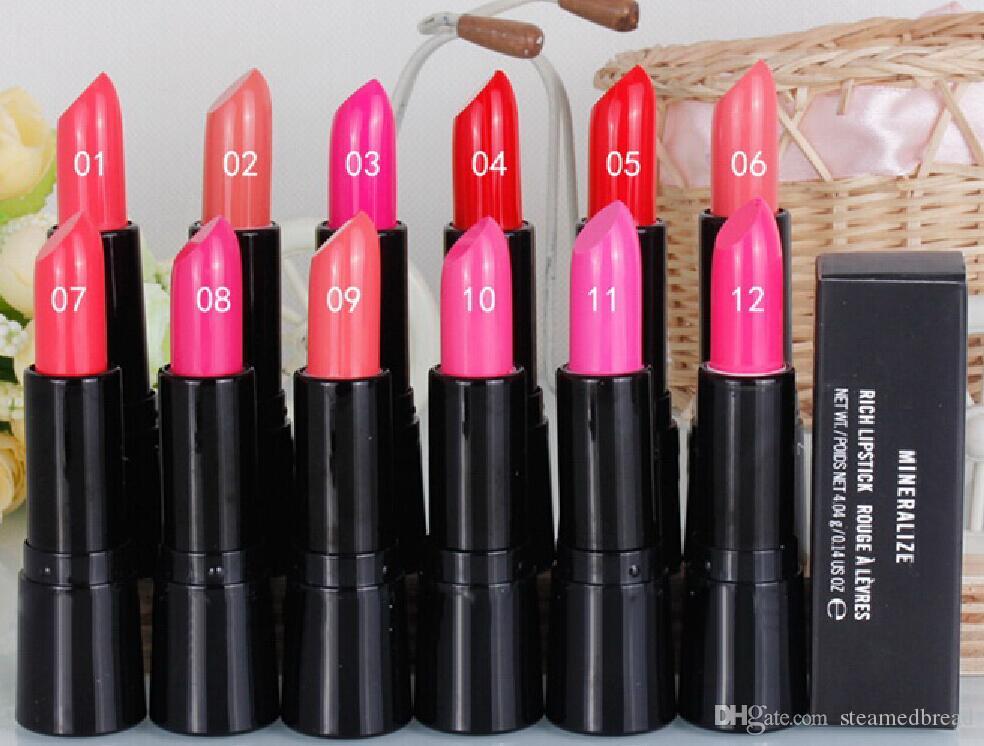 12 PCS FREE SHIPPING Best - Selling NEW MAKEUP MINERALIZE RICH LIPSTICK ROUGE A LEVRES 4.04g
