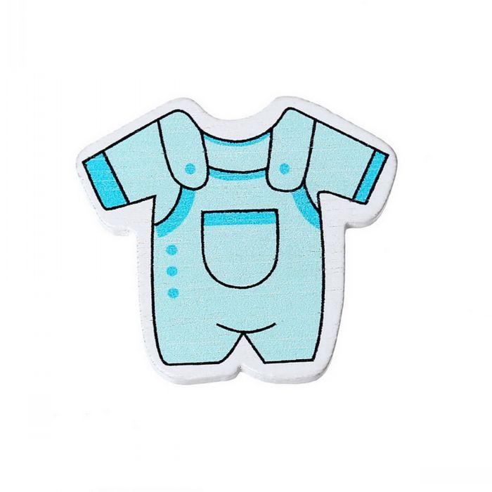 Beijia Wood Embellishments Scrapbooking Findings Baby Jumpsuit Blue Baby Shower Decoration 3.4cm x 3.1cm,50 PCs