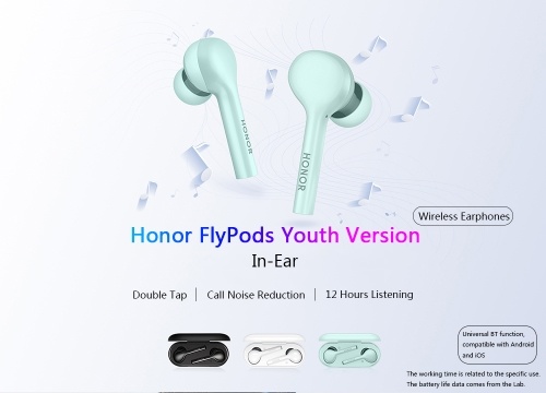 Honor AM-H1C FlyPods Versión para jóvenes Auricular inalámbrico BT4.2 IP54 Auriculares impermeables Control de doble toque Carga inalámbrica Música Deporte Auriculares de moda con micrófono para teléfonos inteligentes de honor HUAWEI