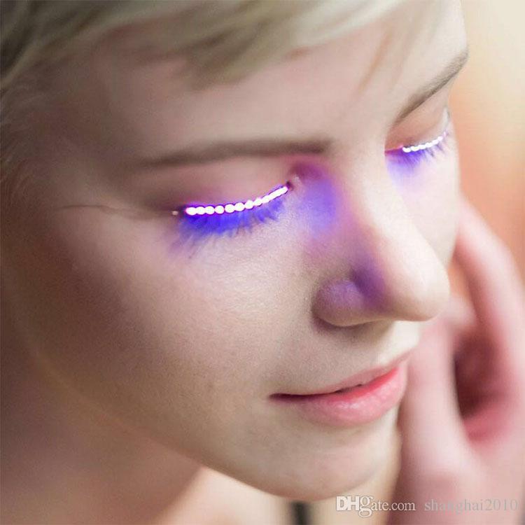 F.Lashes Interactive LED Eyelashes Fashion Glowing Eyelashes Waterproof for Dance Concert Christmas Halloween Nightclub Party 50pcs
