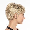 perruque synthétique bouclés perruque asymétrique blonde courte brun blond cheveux synthétiques design à la mode des femmes exquis confortable blond brun
