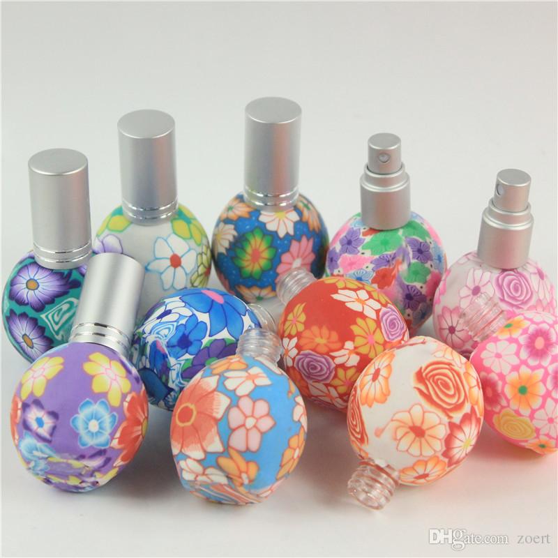 5pcs/lot Empty 15ml Polymer Clay Spray Bottle Travel Refillable Glass Bottle Perfume Empty Atomizer Container Mix Color