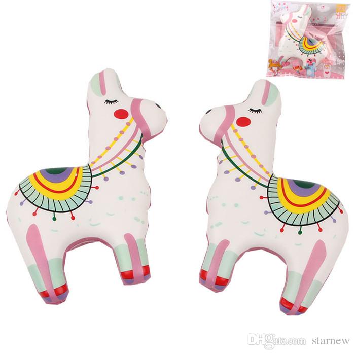 Kawaii Colorful Alpaca Squishy Horse Slow Rising Llama Squeeze Toys Decompression Phone Charms Party Decoration Christmas Gift 30pcs