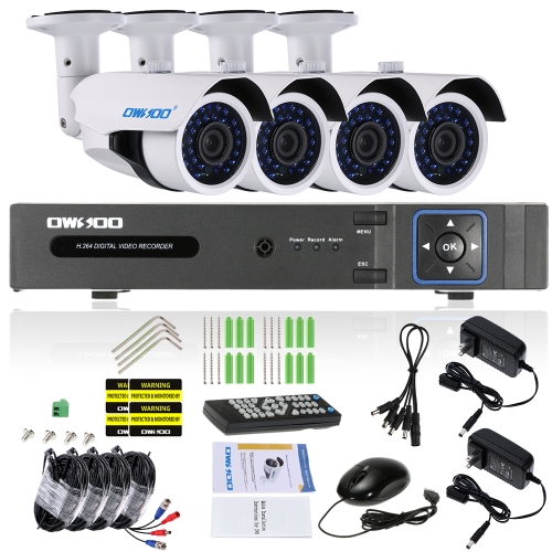 OWSOO 8CH H.264 1080N DVR + 4 * 1080 P AHD IR CCTV Caméra + 4 * 60ft Câble de Surveillance