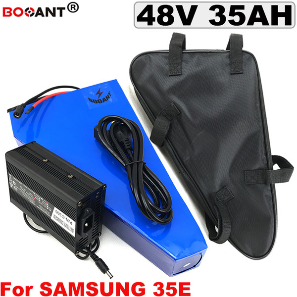 Triangle Lithium Battery 48V 35Ah 1500W Electric bike bicycle battery 13S 48V For Samsung 35E 18650 cell with 5A Charger +a bag