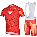 Ferrand Men's Red Polyester Short Sleeve Coolmax Paded Bike Cycling Suit With Belt