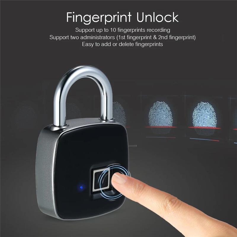 Smart Fingerprint Lock USB Charging Household Anti-theft Lock Waterproof Portable Fingerprint Door Smart Home Accessories