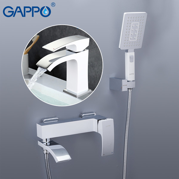 gappo 1 set bathtub faucet+1 set basin faucet wall mounted water tap mixer with handheld shower elegant bathroom tub bath shower