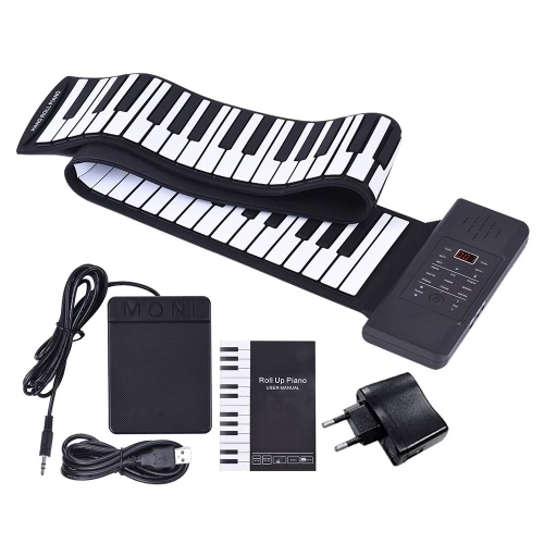 Portable Silicon 88 Keys Hand Roll Up Piano Electronic USB Keyboard Built-in Li-ion Battery and Loud Speaker with One Pedal