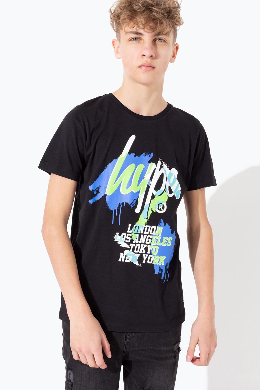 Hype Black Graffiti Cities Kids T-Shirt | Size 11/12Y