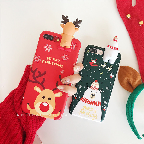Christmas IPhone12pro Case Xsmas Snowman Elk Lying 6p Couple Phone Case 7Plus for IPhone11Pro/12 Xr Xs Case