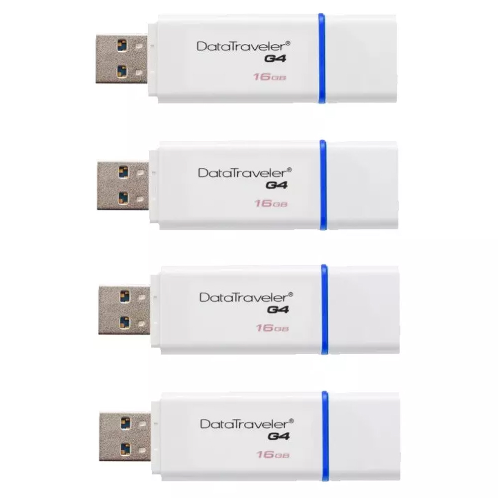 Kingston 16GB DataTraveler G4 USB 3.0 Flash Drive - 17Mb/s - 4 Pack FFP