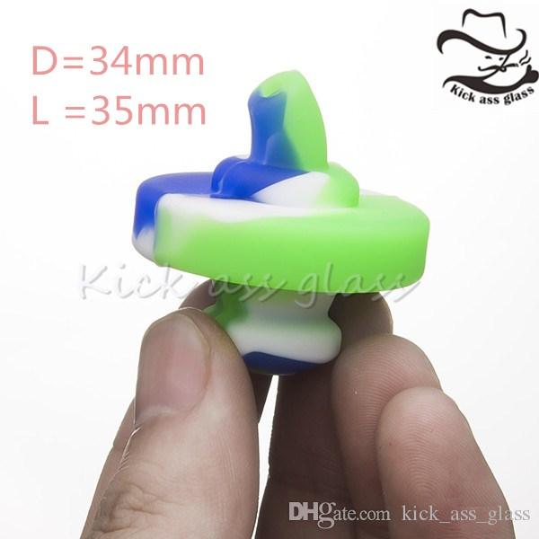 Silicone Carb Cap 34mm Dia For 25mm 30mm 32mm Banger Nails Silicon Carb Cap Mixed Colors Food Grade Silicon 523
