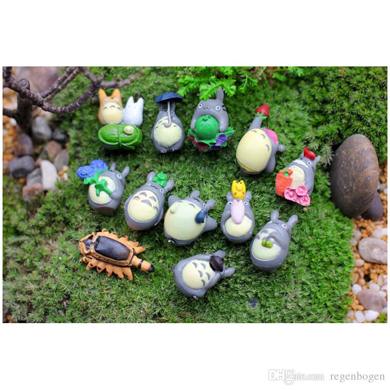 2015 Totoro Fairy Garden Miniature Resin Craft Micro Landscape Decoration For DIY Potted Succulents 12pcs(1 set) Free Shipping
