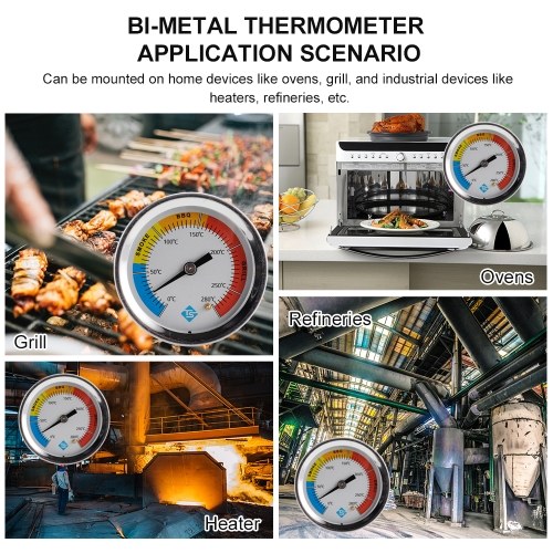 KKmoon Edelstahlthermometer Bimetallthermometer Ziffernthermometer 0 ~ 280 ℃ für Grillgrill-Raucherofen