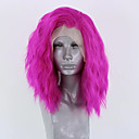 Synthetic Lace Front Wig Wavy Side Part Lace Front Wig Pink Short PinkRed Synthetic Hair 10-12 inch Women's Adjustable Heat Resistant Party Pink