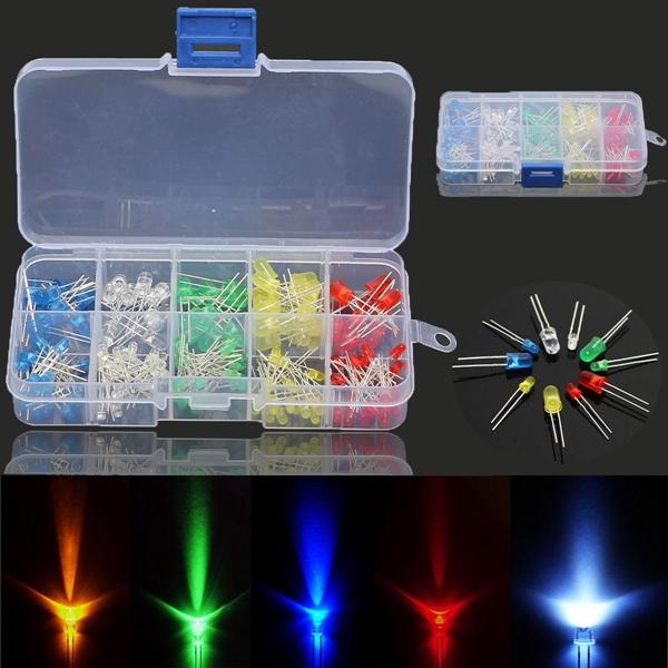 Geekcreit® 5 x 375pcs Each Box 3MM 5MM LED Light Emitting Diode Beads Resistance Lights Kits Bulb Lamp