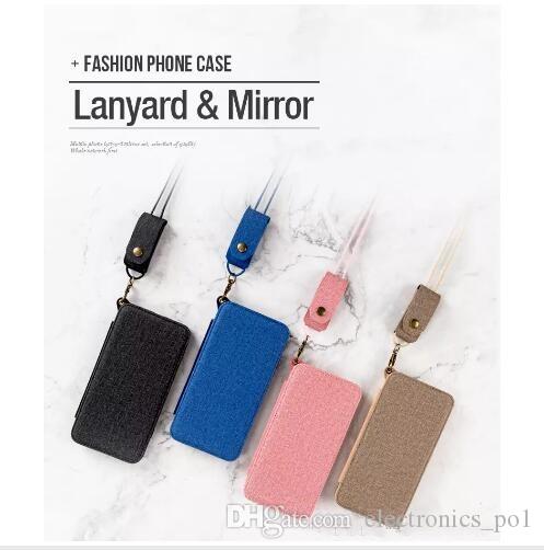 New phone shell plating mirror 8 cell phone holster hanging rope mirror silicone soft case