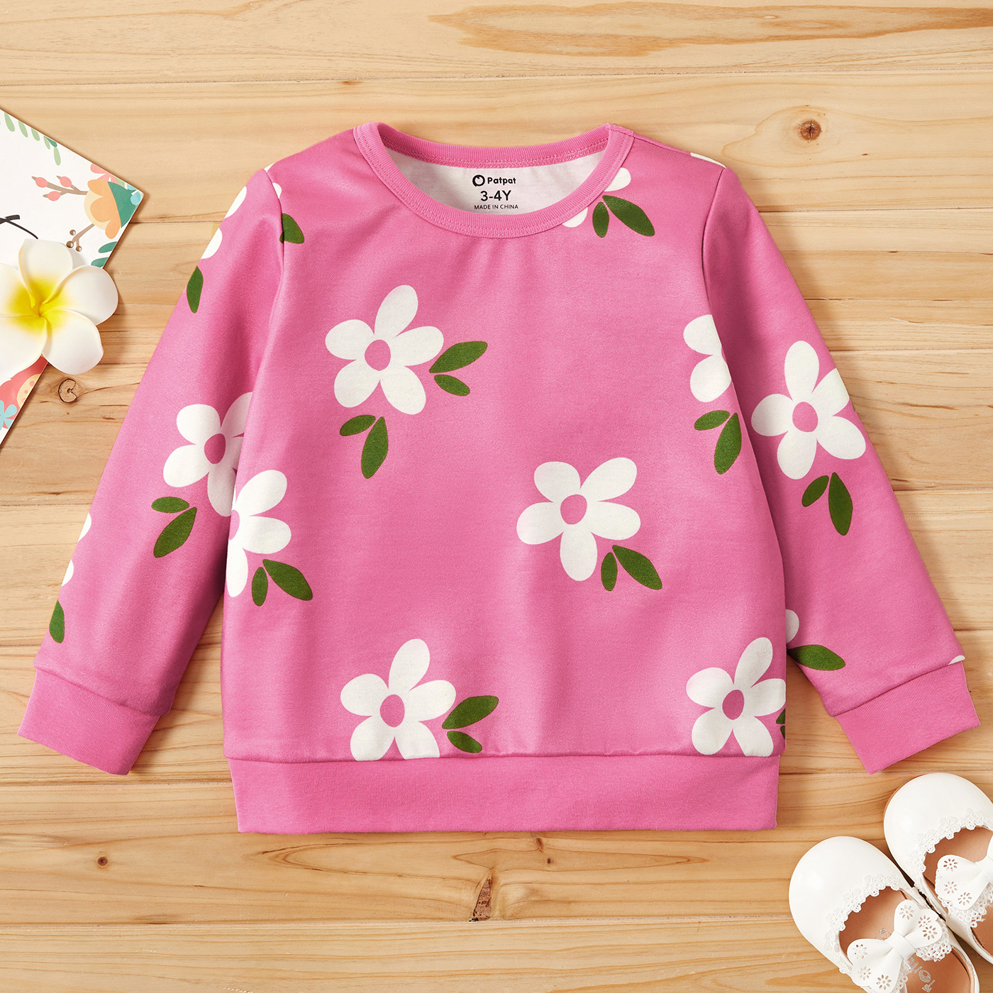 Toddler Girl Cutie Floral Long-sleeve Pullover