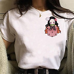 Inspired by Demon Slayer Cosplay Anime Cartoon Polyester / Cotton Blend Print Harajuku Graphic Kawaii T-shirt For Women's / Men's miniinthebox