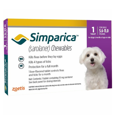 Simparica Chewable Tablet For Dogs 5.6-11 Lbs (Purple) 1 Pack