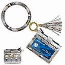 wristlet bracelet keychain,  id card holder purse with pu leather tassel bangle key ring